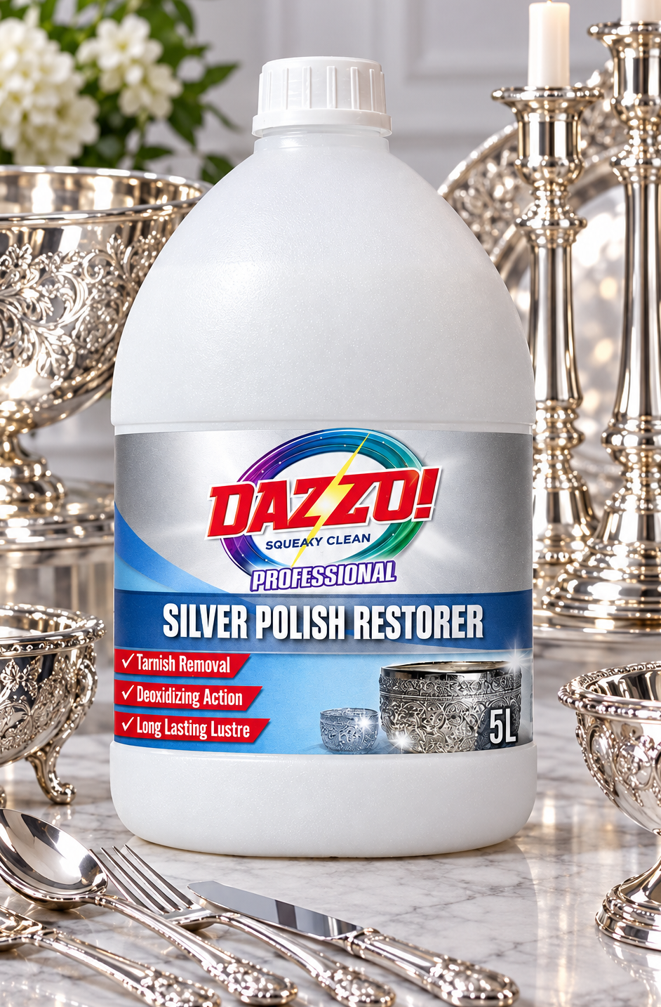 Dazzo! Professional Silver Polish Restorer 5L Pack