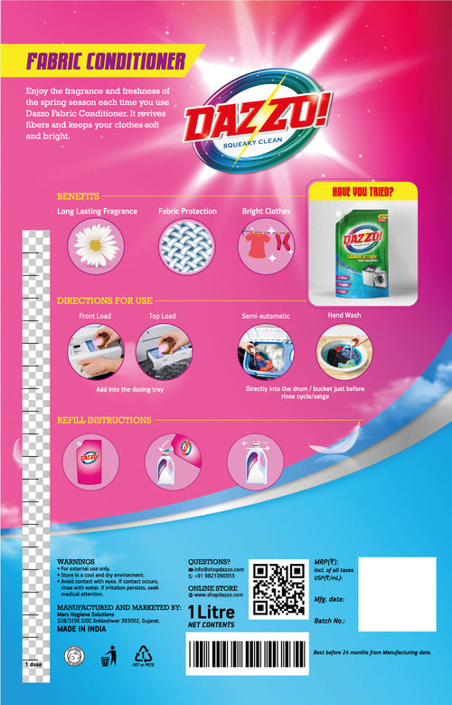 Dazzo! Fabric Conditioner Spring Fresh 1L Bottle
